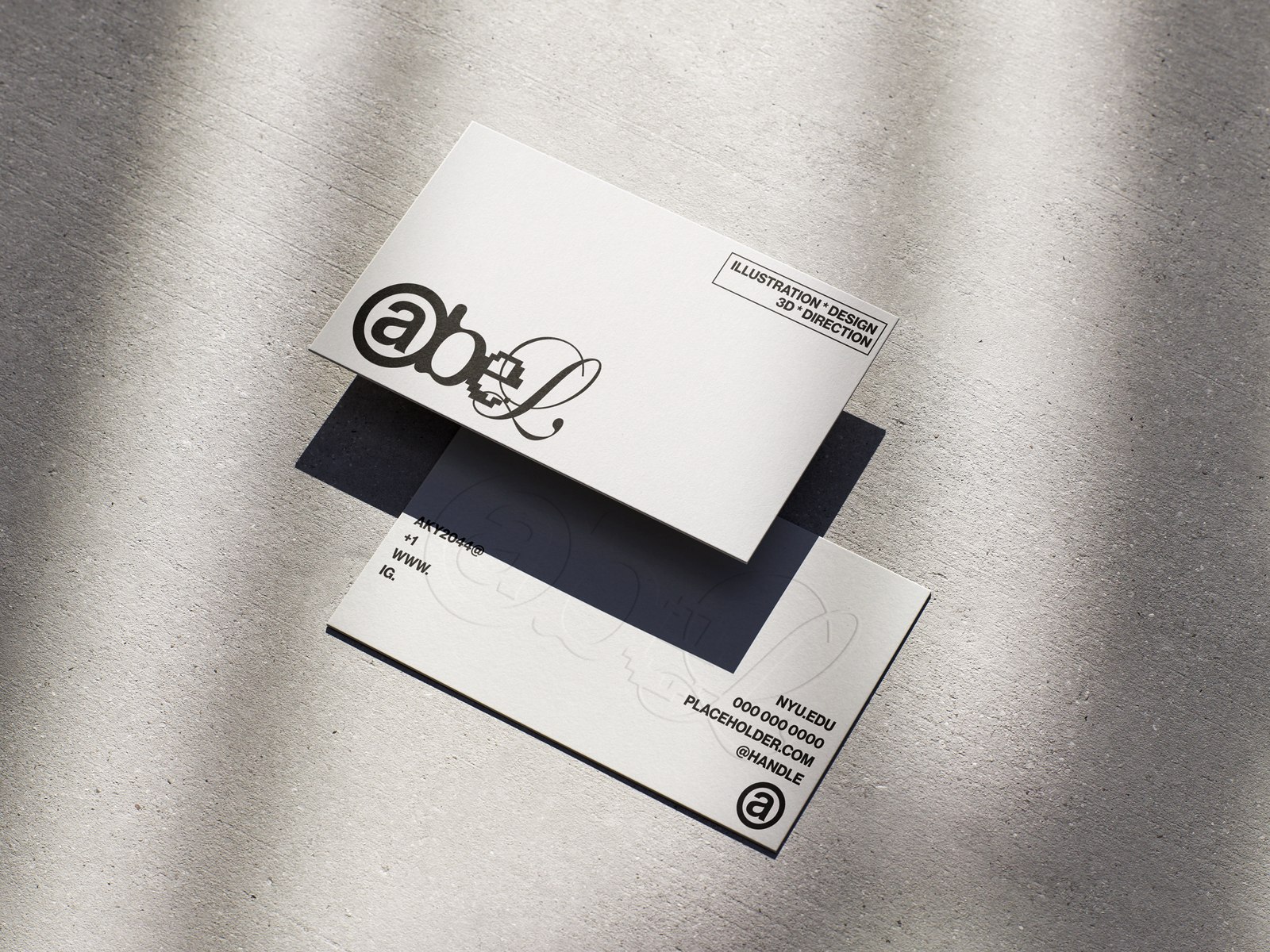 Abel — business card, front and back stacked