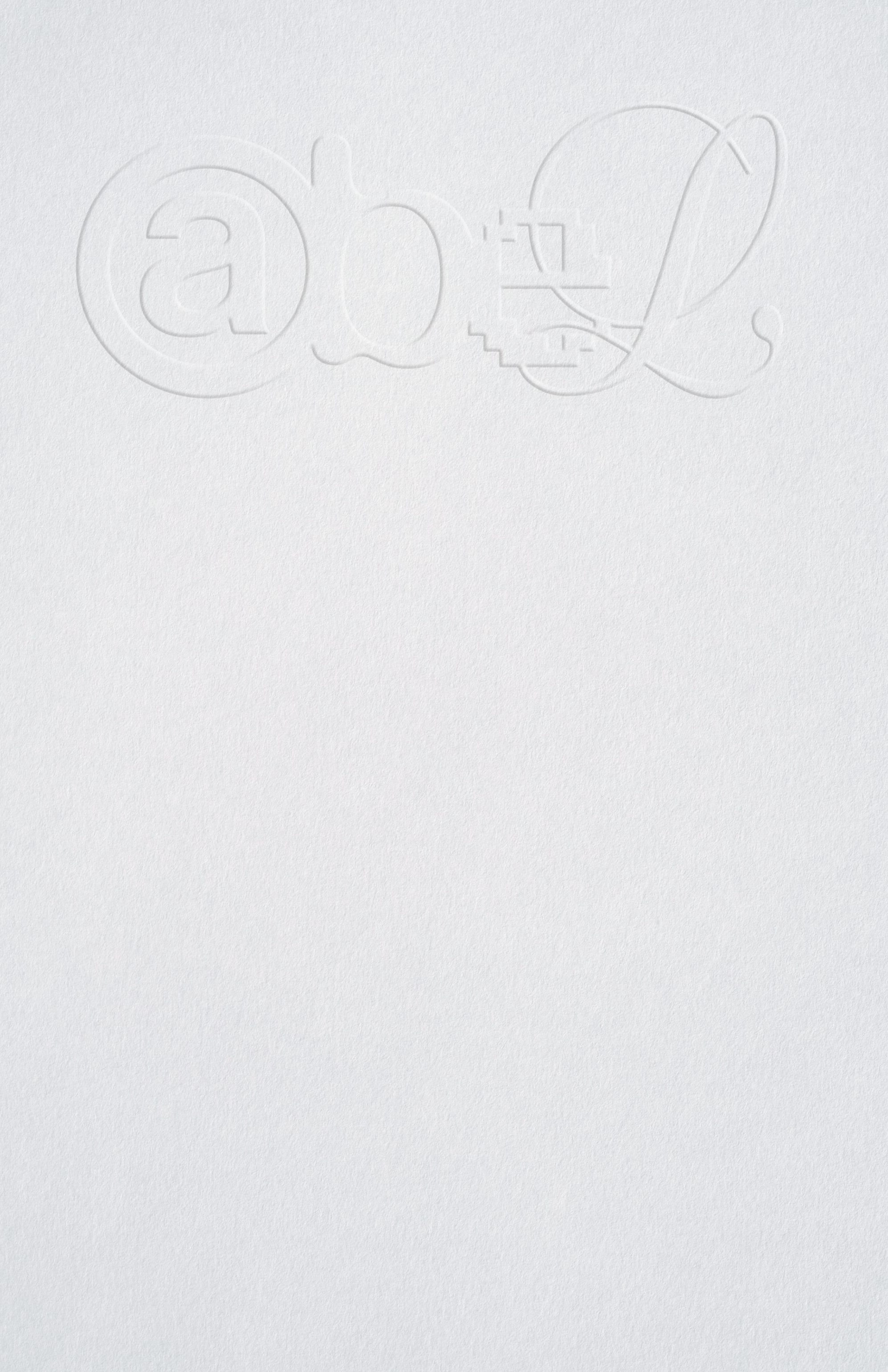 Abel wordmark embossed into paper