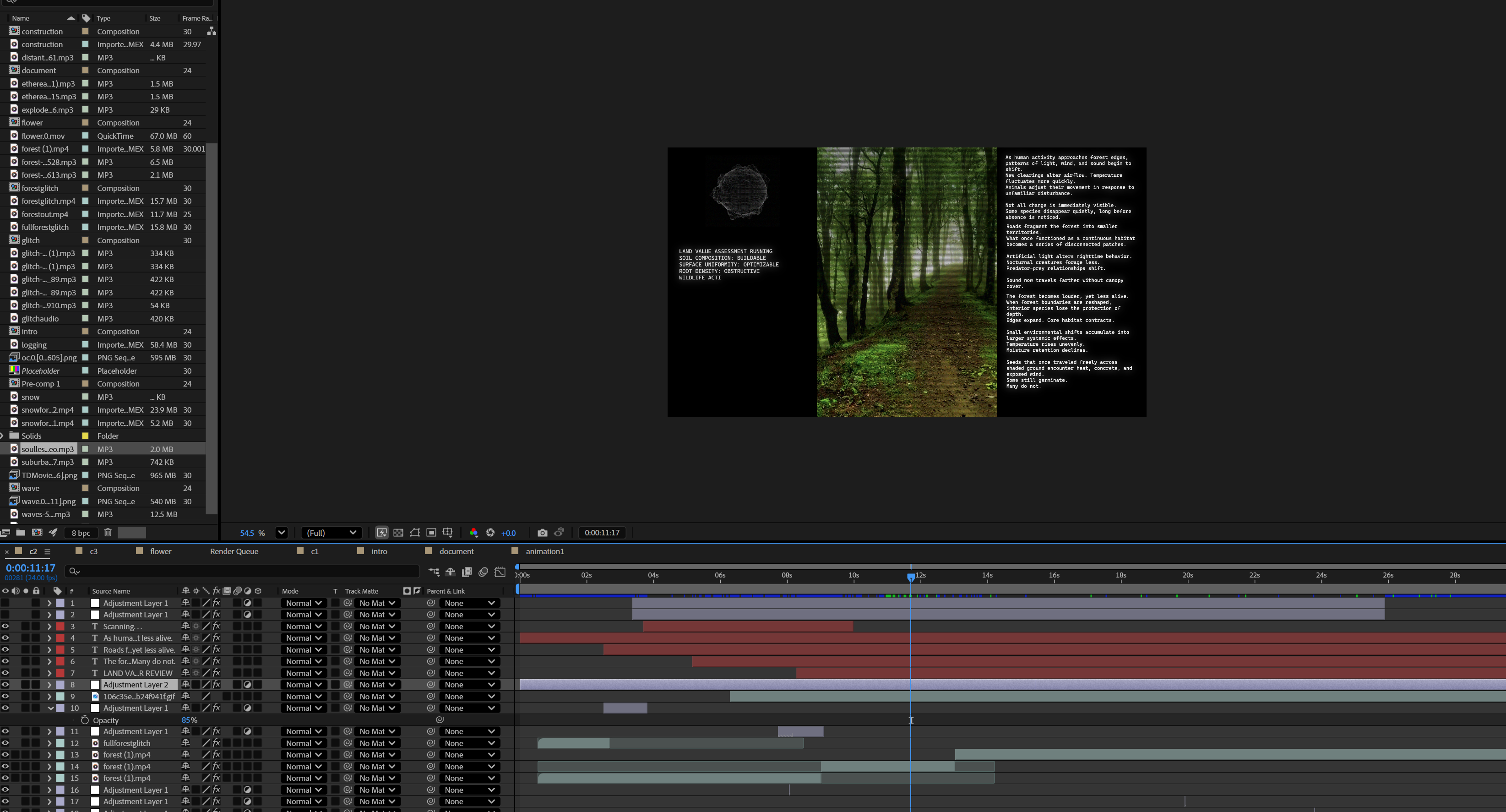 After Effects timeline composite