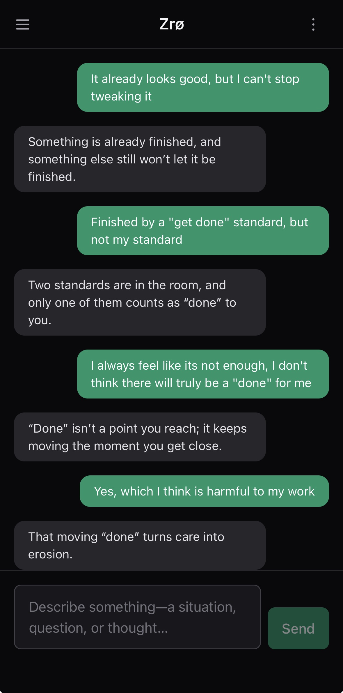Old chat mode &mdash; message bubble interface