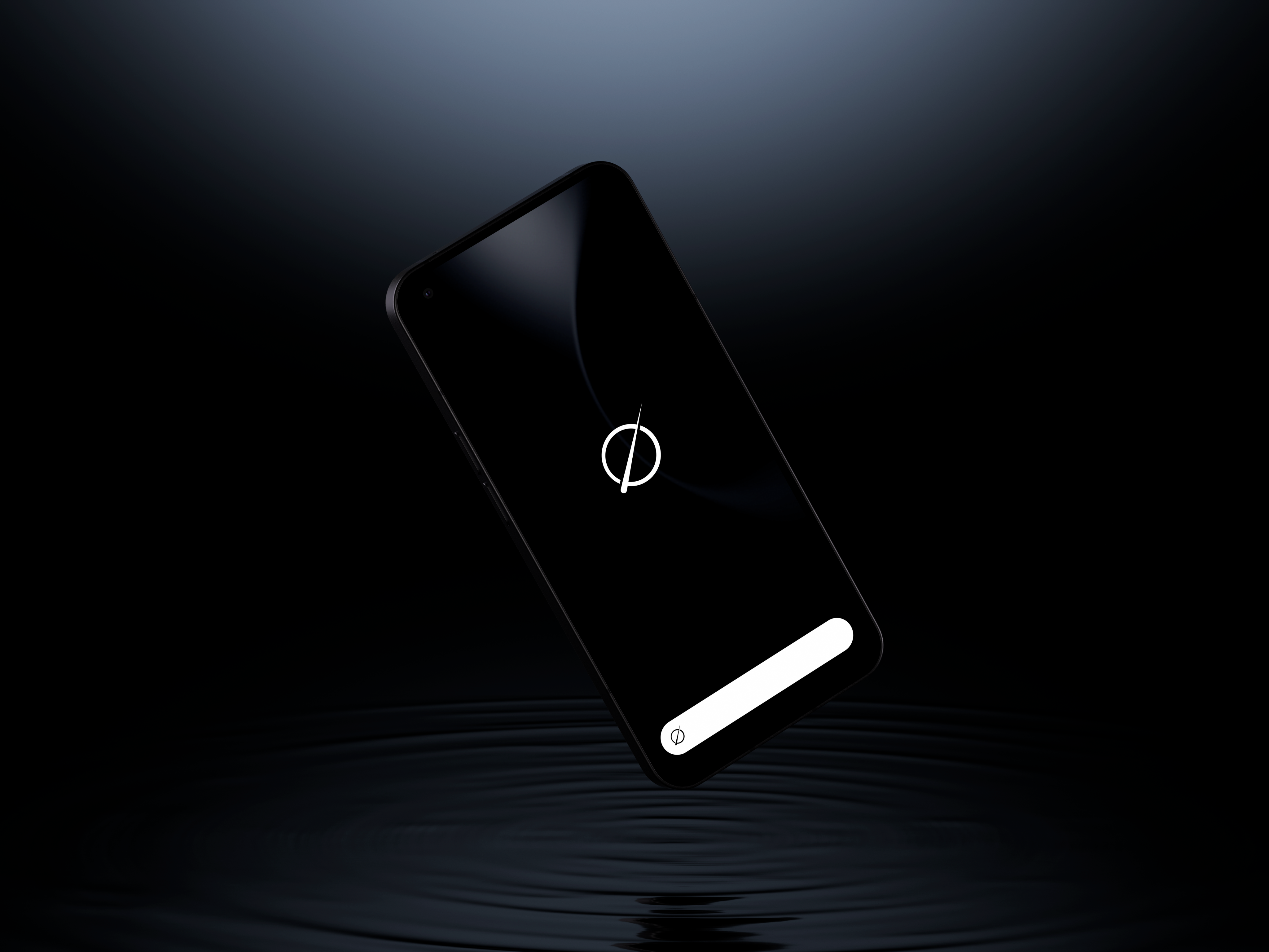 A phone running Zr&oslash;, dropped into still water