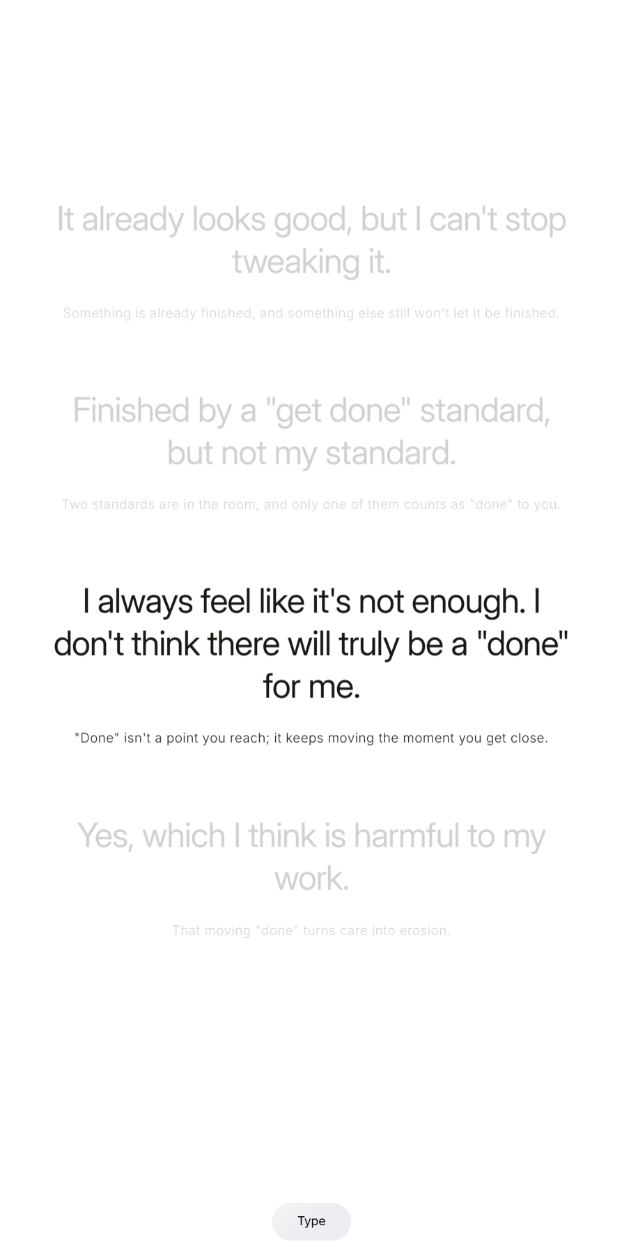 Final UI &mdash; continuous text stream